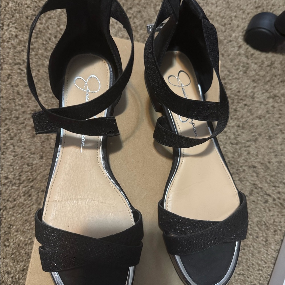 Jessica Simpson Black Glitter Sandals